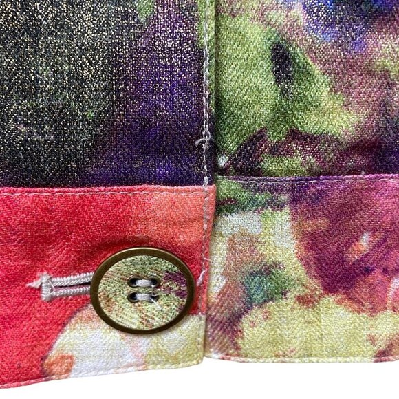 CHICO'S Watercolor Print Jacket Size Large (Chico's 2) Linen/Cotton Womens Top - Picture 9 of 11
